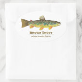 Braune Forellen-Ichthyologie Ovaler Aufkleber (Tasche)