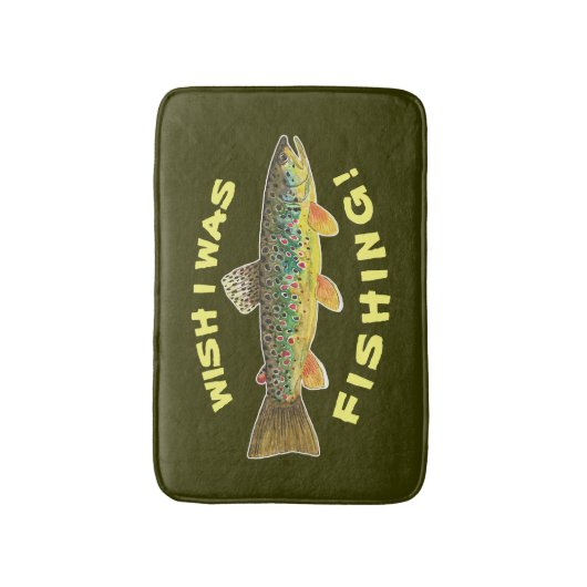 Braune Forellen "Wish I was Fish" Badematte (Vorderseite Vertikal)