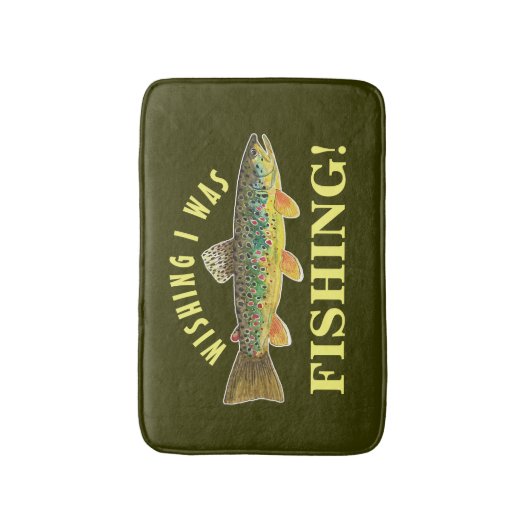Braune Forellen "Wish I was Fish" Badematte (Vorderseite Vertikal)