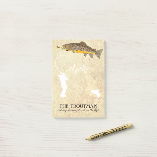 Braune Forellenfische Fischen Lure Post-it Notes Klebezettel (Auf Schreibtisch)