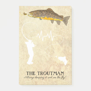 Braune Forellenfische Fischen Lure Post-it Notes Klebezettel