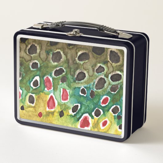 Braune Forellenfischer Metall Brotdose (Vorderseite)