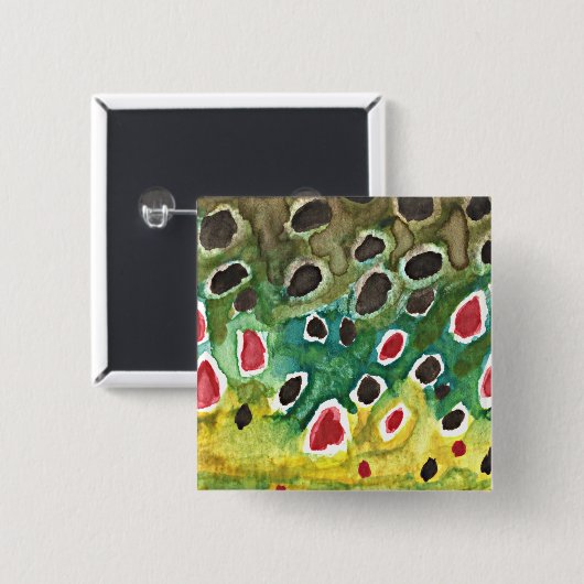 Braune Forellenfischerei Button (Vorne & Hinten)