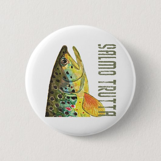 Braune Forellenfischerei, Fischerei, Fischfang Button (Vorderseite)