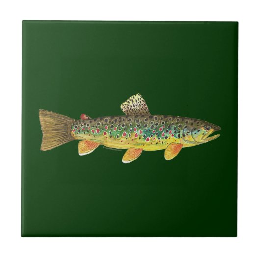 Braune Forellenfischerei Fliese (Vorderseite)