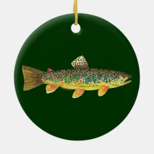 Braune Forellenfischerei Keramik Ornament (Hinten)