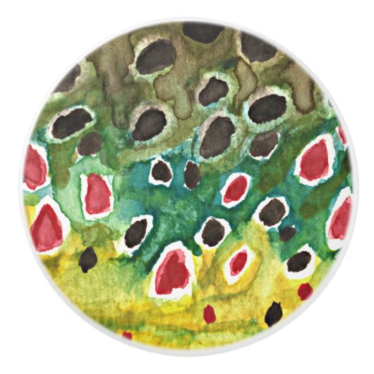 Braune Forellenfischerei Keramikknauf (Vorderseite)