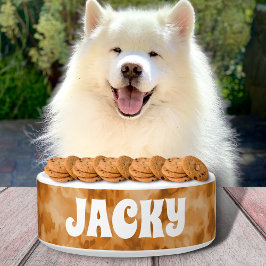 Braune Gefärbte Krawatte Personalisiert Hund oder  Napf