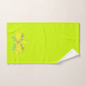 Braune, gelbe und grüne Blumen Badhandtuch Set (Handtuch)