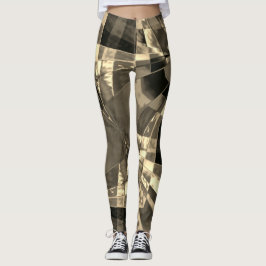 Braune geneigte, gestreckte Rechtecke, beige aus H Leggings