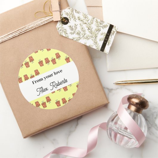 Braune Geschenkboxen mit Herzmuster Runder Aufkleber (Schenken)