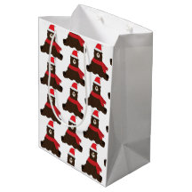 Braune Geschenktüte mit Winterurlaub-Bären mittler
