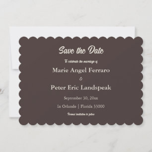 Braune, gewellte Save-the-Date-Hochzeitskarte Save The Date