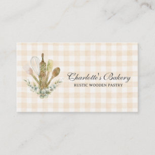 Braune Gingham-Bäckerei-Kuchenmacher Visitenkarte