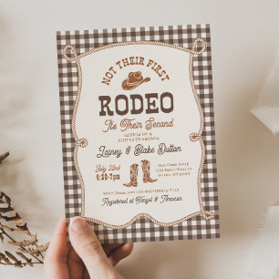 Braune Gingham Nicht ihre erste Rodeo-Einladung Einladung