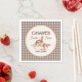 Braune Gingham-Rodeo-Papier-Servietten Serviette (Beispiel)