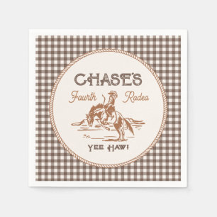 Braune Gingham-Rodeo-Papier-Servietten Serviette