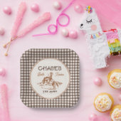 Braune Gingham-Rodeo-Party-Teller aus Papier Pappteller (Party)
