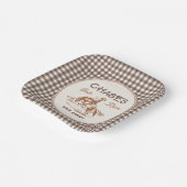Braune Gingham-Rodeo-Party-Teller aus Papier Pappteller (Gewinkelt)