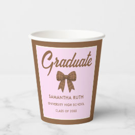 Braune Gingham-Schleifen-Abschlussfeier-Papierbech Pappbecher