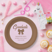 Braune Gingham-Schleifen-Abschlussfeier Pappteller (Party)