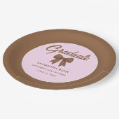 Braune Gingham-Schleifen-Abschlussfeier Pappteller (Schrägansicht)