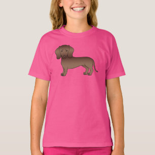 Braune, glatte Dackel Niedliche Hundelabbildung T-Shirt