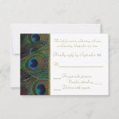 Braune, Gold Peacock Feathers RSVP Card (Vorderseite)