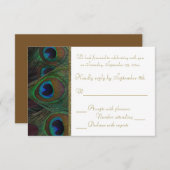 Braune, Gold Peacock Feathers RSVP Card (Vorne/Hinten)