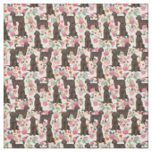 Braune Golden Doodle Vintage Blumencreme Stoff (Muster)