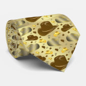 Braune, goldene Muster kleiner Cowboyhütten Krawatte (Gerollt)