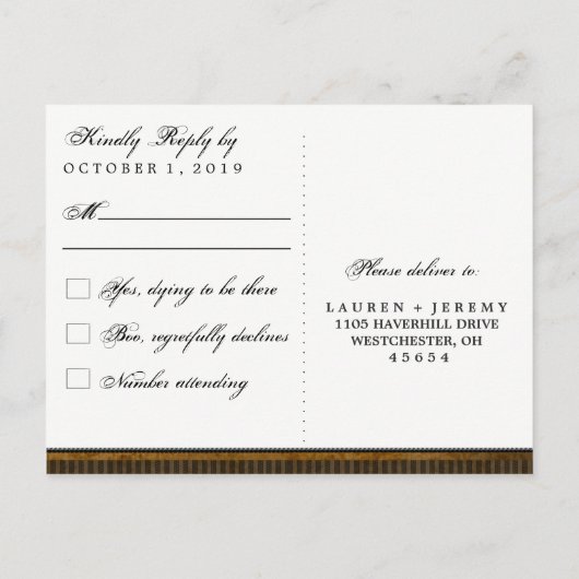 Braune Gothic Bats & Rose UAWG Matching PostCard Einladungspostkarte (Rückseite)