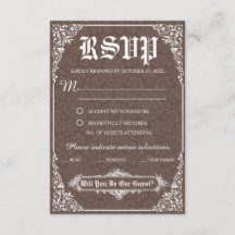 Braune gotische viktorianische Hochzeitsantwortkar