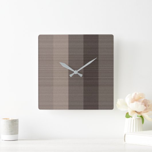 Braune graue Streifen Quadratische Wanduhr (Zuhause)