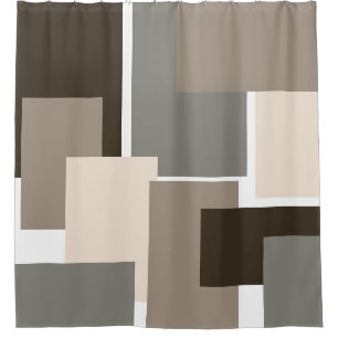 Braune, graue, Taupe und ElfenbeinRechtecke Duschvorhang