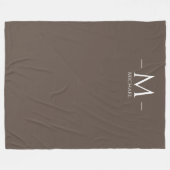 Braune große schwarze Monogramm Elegante Vorlage Fleecedecke (Vorderseite (Horizontal))