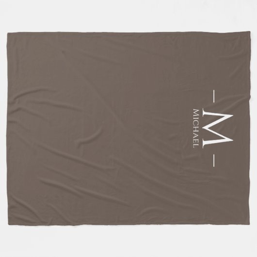 Braune große schwarze Monogramm Elegante Vorlage Fleecedecke (Vorderseite (Horizontal))