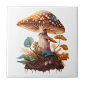 Braune grüne Neutronen Wald Mushroom-Kernstück Fliese (Vorderseite)