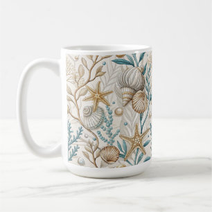 BRAUNE GRÜNE WEISSE MEERESSCHNECKEN UND WASSERPFLA KAFFEETASSE
