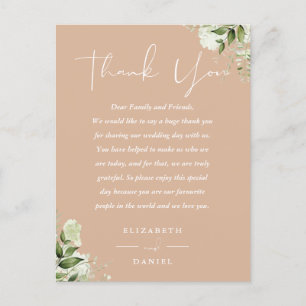 Braune Grünpflanzen Dankeskarte für die Hochzeit Postkarte