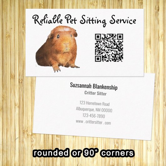 Braune Guinea Schweinefleisch-Foto und QR-Code Pfl Visitenkarte