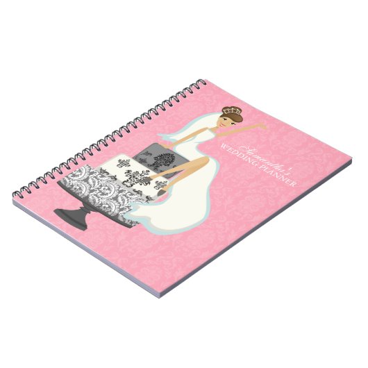 Braune Haarblatte auf Hochzeitstorte {pink} Notizblock (Linke Seite)