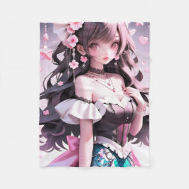 Braune Haarbühe mit rosa Blume im Haar Fleecedecke