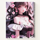 Braune Haarbühe mit rosa Blume im Haar Notizblock (Rückseite)