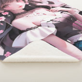 Braune Haarbühe mit rosa Blume im Haar Sherpadecke (3/4)