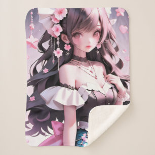 Braune Haarbühe mit rosa Blume im Haar Sherpadecke