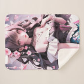 Braune Haarbühe mit rosa Blume im Haar Sherpadecke (Vorderseite (Horizontal))