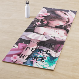 Braune Haarbühe mit rosa Blume im Haar Yogamatte