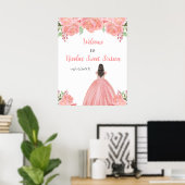 Braune Haare Prinzessin Pink 16 . Geburtstag Willk Poster (Heimbüro)