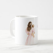 Braune Haare Rosa Kleid Liebe Kaffeetasse (Vorderseite Links)